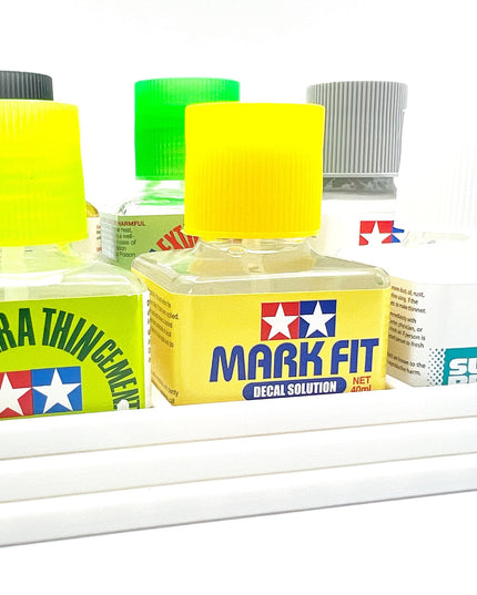 Anti-Tip 3D Printed Tamiya Glue Bottle Holder Stepped 6 Square with Rubber Feet Tamiya 87038 87182