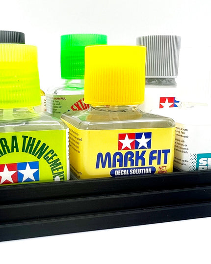 Anti-Tip 3D Printed Tamiya Glue Bottle Holder Stepped 6 Square with Rubber Feet Tamiya 87038 87182