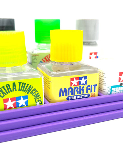 Anti-Tip 3D Printed Tamiya Glue Bottle Holder Stepped 6 Square with Rubber Feet Tamiya 87038 87182