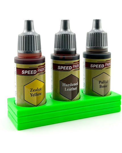The Army Painter 17mm Paint Bottle Holder / Stand - Holds 3 The Army Painter 17mm Bottles with Anti-Slip Rubber Feet - 3D Printed