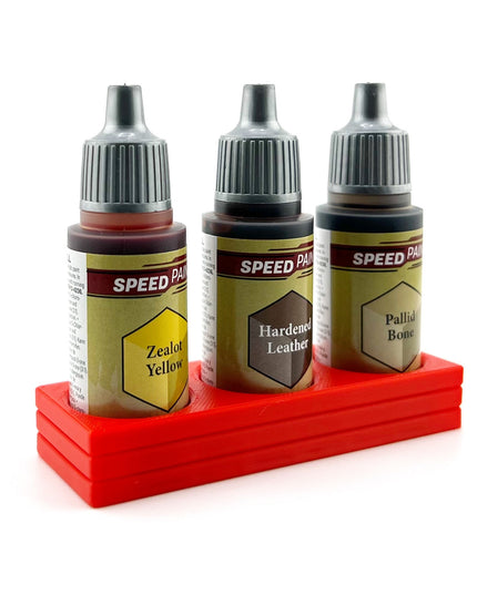 The Army Painter 17mm Paint Bottle Holder / Stand - Holds 3 The Army Painter 17mm Bottles with Anti-Slip Rubber Feet - 3D Printed