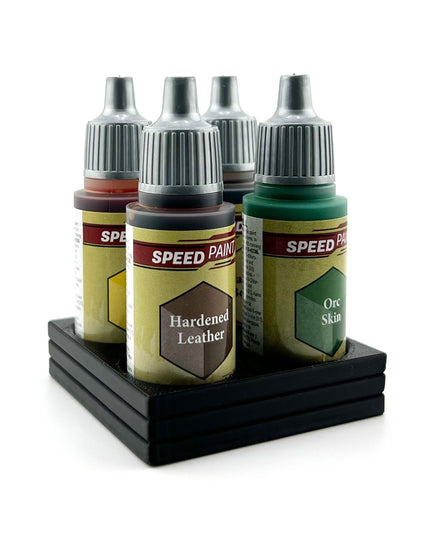 The Army Painter 17mm Paint Bottle Holder / Stand - Holds 4 The Army Painter 17mm Bottles with Anti-Slip Rubber Feet - 3D Printed