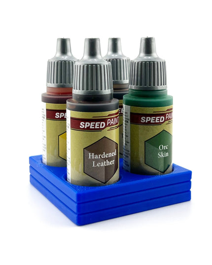 The Army Painter 17mm Paint Bottle Holder / Stand - Holds 4 The Army Painter 17mm Bottles with Anti-Slip Rubber Feet - 3D Printed