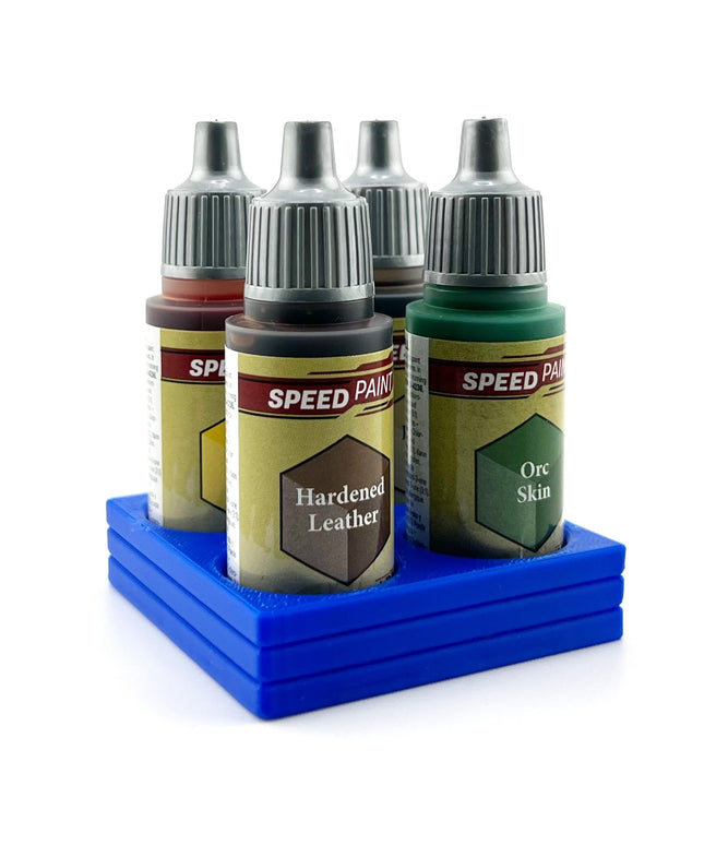 The Army Painter 17mm Paint Bottle Holder / Stand - Holds 4 The Army Painter 17mm Bottles with Anti-Slip Rubber Feet - 3D Printed