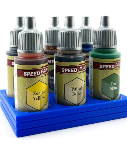 The Army Painter 17mm Paint Bottle Holder / Stand - Holds 6 The Army Painter 17mm Bottles with Anti-Slip Rubber Feet - 3D Printed