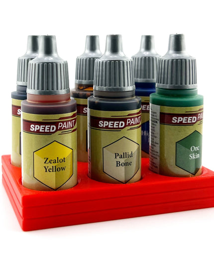 The Army Painter 17mm Paint Bottle Holder / Stand - Holds 6 The Army Painter 17mm Bottles with Anti-Slip Rubber Feet - 3D Printed