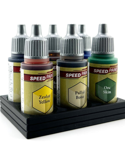 The Army Painter 17mm Paint Bottle Holder / Stand - Holds 6 The Army Painter 17mm Bottles with Anti-Slip Rubber Feet - 3D Printed