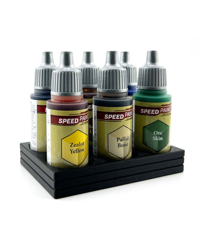 The Army Painter 17mm Paint Bottle Holder / Stand - Holds 6 The Army Painter 17mm Bottles with Anti-Slip Rubber Feet - 3D Printed