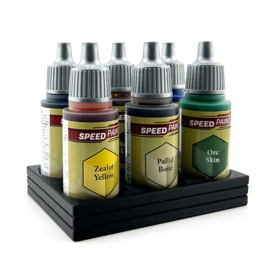 The Army Painter 17mm Paint Bottle Holder / Stand - Holds 6 The Army Painter 17mm Bottles with Anti-Slip Rubber Feet - 3D Printed