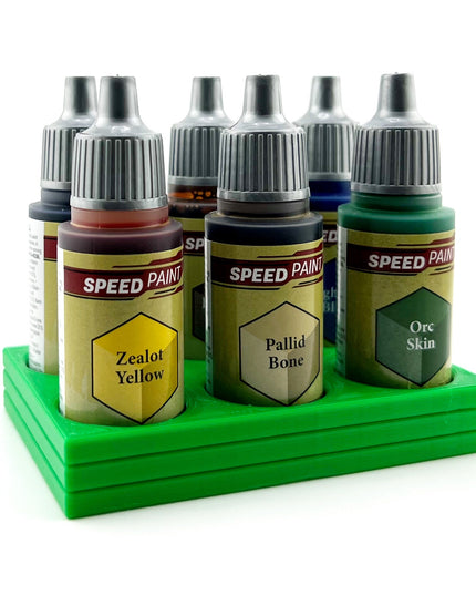 The Army Painter 17mm Paint Bottle Holder / Stand - Holds 6 The Army Painter 17mm Bottles with Anti-Slip Rubber Feet - 3D Printed