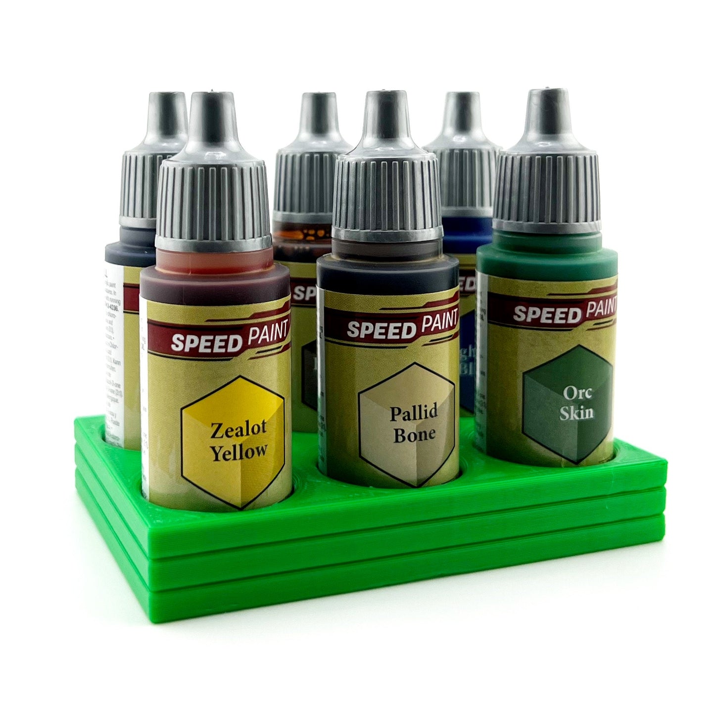 The Army Painter 17mm Paint Bottle Holder / Stand - Holds 6 The Army Painter 17mm Bottles with Anti-Slip Rubber Feet - 3D Printed