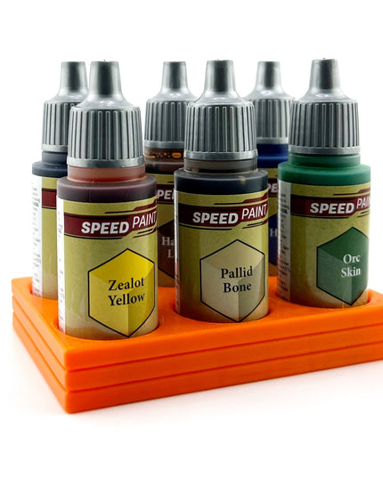The Army Painter 17mm Paint Bottle Holder / Stand - Holds 6 The Army Painter 17mm Bottles with Anti-Slip Rubber Feet - 3D Printed