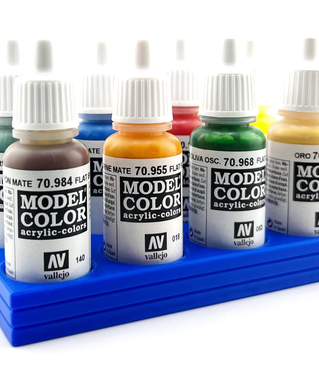 Vallejo 17mm Paint Bottle Holder / Stand - Holds 8 Vallejo 17mm Bottles with Anti-Slip Rubber Feet - 3D Printed