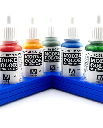 Vallejo 17mm Paint Bottle Holder / Stand - Holds 7 Vallejo 17mm Bottles with Anti-Slip Rubber Feet - 3D Printed