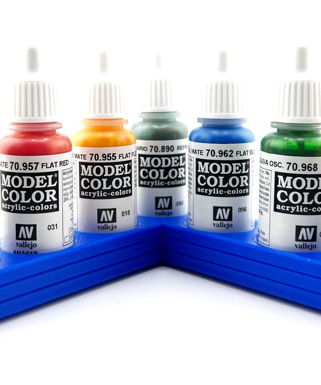 Vallejo 17mm Paint Bottle Holder / Stand - Holds 7 Vallejo 17mm Bottles with Anti-Slip Rubber Feet - 3D Printed