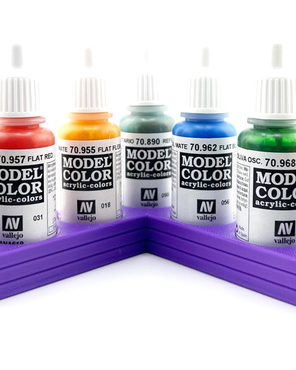 Vallejo 17mm Paint Bottle Holder / Stand - Holds 7 Vallejo 17mm Bottles with Anti-Slip Rubber Feet - 3D Printed