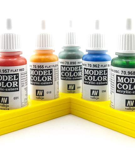 Vallejo 17mm Paint Bottle Holder / Stand - Holds 7 Vallejo 17mm Bottles with Anti-Slip Rubber Feet - 3D Printed
