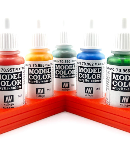 Vallejo 17mm Paint Bottle Holder / Stand - Holds 7 Vallejo 17mm Bottles with Anti-Slip Rubber Feet - 3D Printed