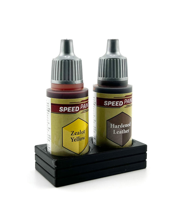 The Army Painter 17mm Paint Bottle Holder / Stand - Holds 2 The Army Painter 17mm Bottles with Anti-Slip Rubber Feet - 3D Printed