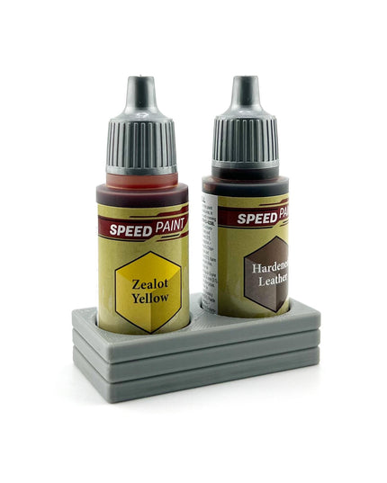 The Army Painter 17mm Paint Bottle Holder / Stand - Holds 2 The Army Painter 17mm Bottles with Anti-Slip Rubber Feet - 3D Printed