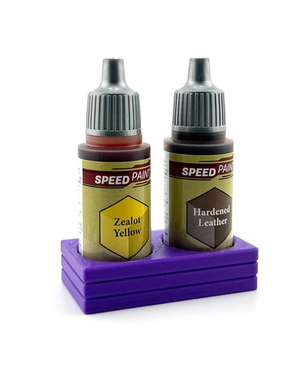 The Army Painter 17mm Paint Bottle Holder / Stand - Holds 2 The Army Painter 17mm Bottles with Anti-Slip Rubber Feet - 3D Printed