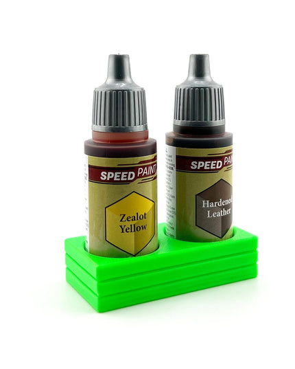 The Army Painter 17mm Paint Bottle Holder / Stand - Holds 2 The Army Painter 17mm Bottles with Anti-Slip Rubber Feet - 3D Printed