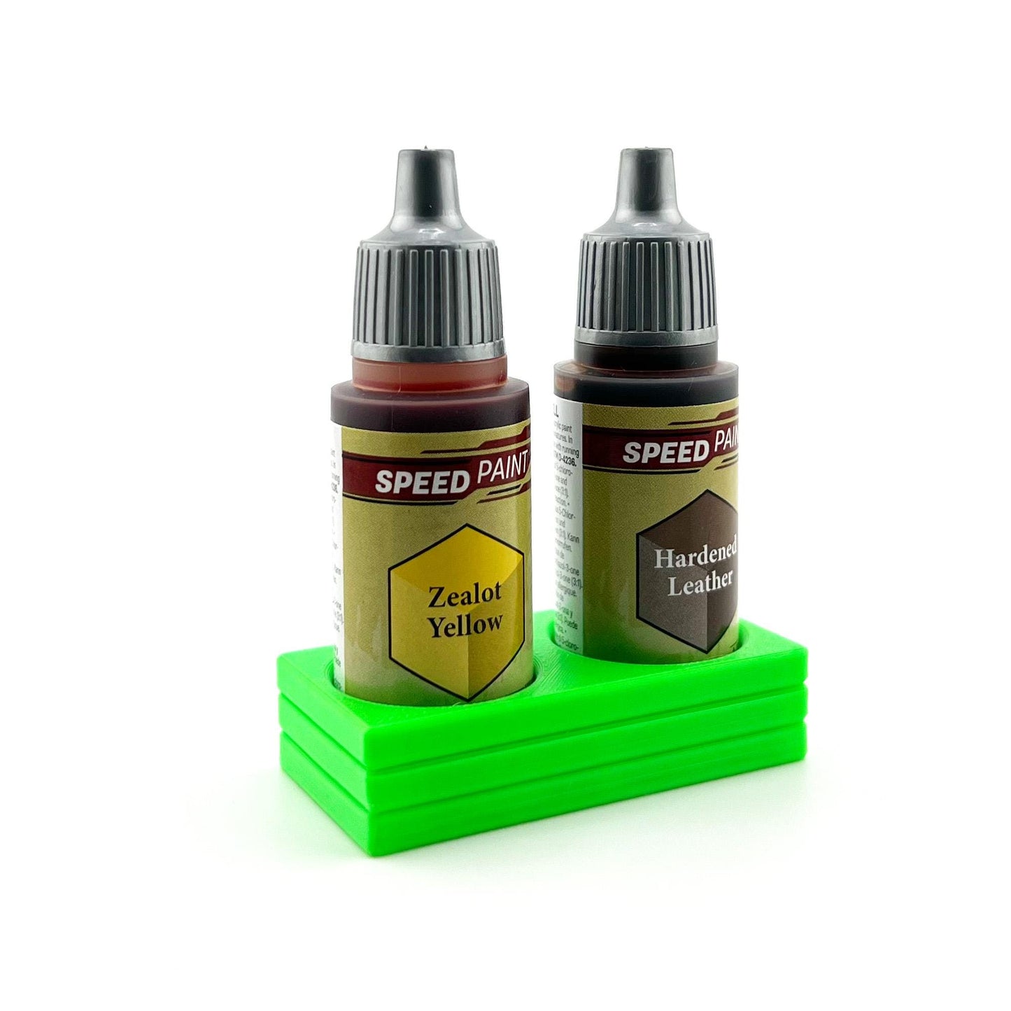 The Army Painter 17mm Paint Bottle Holder / Stand - Holds 2 The Army Painter 17mm Bottles with Anti-Slip Rubber Feet - 3D Printed