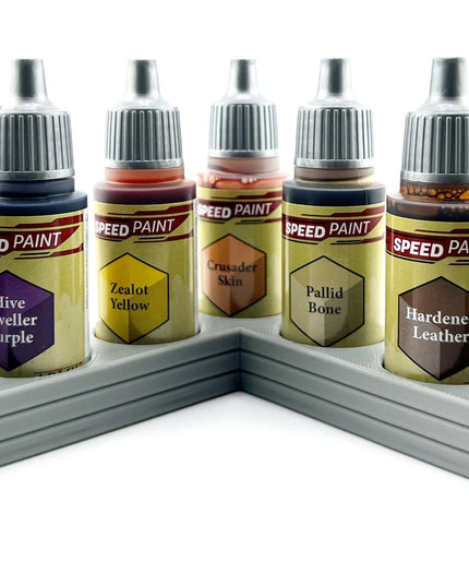The Army Painter 17mm Paint Bottle Holder / Stand - Holds 7 The Army Painter 17mm Bottles with Anti-Slip Rubber Feet - 3D Printed