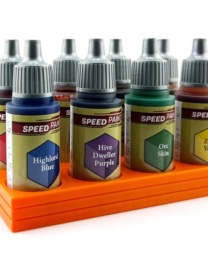 The Army Painter 17mm Paint Bottle Holder / Stand - Holds 8 The Army Painter 17mm Bottles with Anti-Slip Rubber Feet - 3D Printed