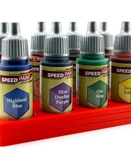 The Army Painter 17mm Paint Bottle Holder / Stand - Holds 8 The Army Painter 17mm Bottles with Anti-Slip Rubber Feet - 3D Printed