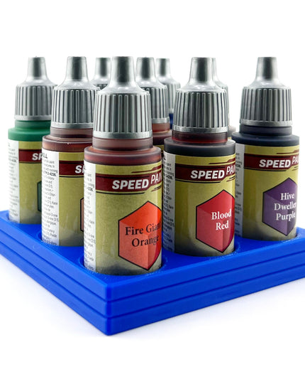 The Army Painter 17mm Paint Bottle Holder / Stand - Holds 9 The Army Painter 17mm Bottles with Anti-Slip Rubber Feet - 3D Printed