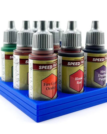 The Army Painter 17mm Paint Bottle Holder / Stand - Holds 9 The Army Painter 17mm Bottles with Anti-Slip Rubber Feet - 3D Printed
