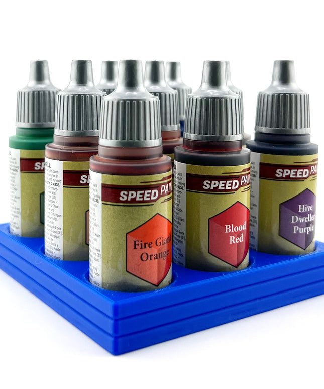 The Army Painter 17mm Paint Bottle Holder / Stand - Holds 9 The Army Painter 17mm Bottles with Anti-Slip Rubber Feet - 3D Printed