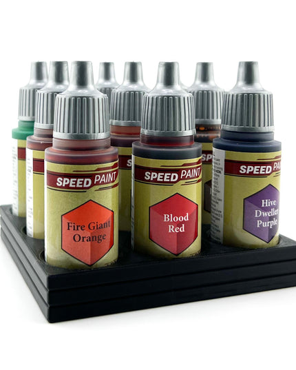 The Army Painter 17mm Paint Bottle Holder / Stand - Holds 9 The Army Painter 17mm Bottles with Anti-Slip Rubber Feet - 3D Printed