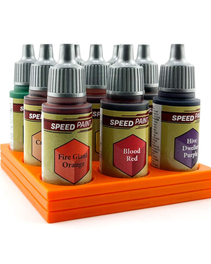 The Army Painter 17mm Paint Bottle Holder / Stand - Holds 9 The Army Painter 17mm Bottles with Anti-Slip Rubber Feet - 3D Printed
