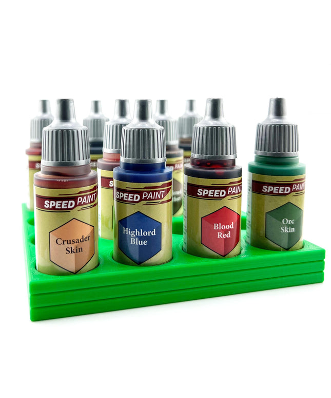 The Army Painter 17mm Paint Bottle Holder / Stand - Holds 16 The Army Painter 17mm Bottles with Anti-Slip Rubber Feet - 3D Printed