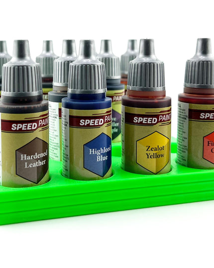 The Army Painter 17mm Paint Bottle Holder / Stand - Holds 16 The Army Painter 17mm Bottles with Anti-Slip Rubber Feet - 3D Printed