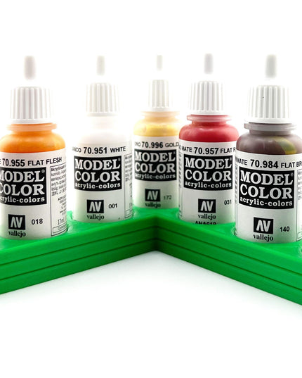 Vallejo 17mm Paint Bottle Holder / Stand - Holds 7 Vallejo 17mm Bottles with Anti-Slip Rubber Feet - 3D Printed