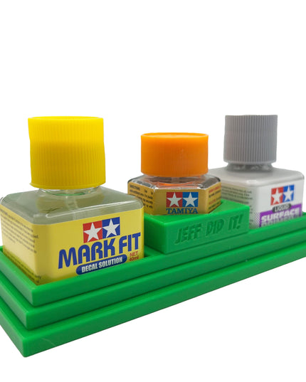 Anti-Tip 3D Printed Tamiya Glue Bottle Holder Stepped Tower Double Square & 1 Hex with Rubber Feet Tamiya 87038 87012