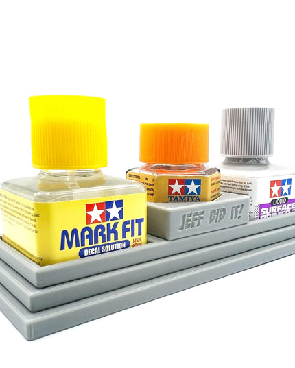 Anti-Tip 3D Printed Tamiya Glue Bottle Holder Stepped Tower Double Square & 1 Hex with Rubber Feet Tamiya 87038 87012