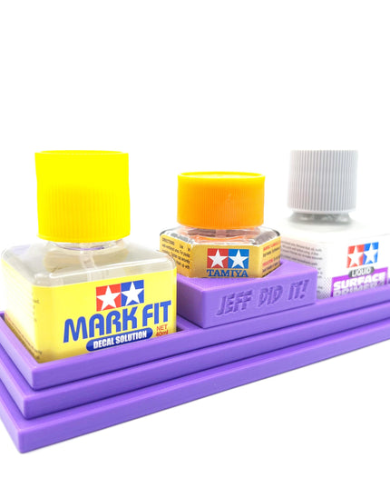 Anti-Tip 3D Printed Tamiya Glue Bottle Holder Stepped Tower Double Square & 1 Hex with Rubber Feet Tamiya 87038 87012