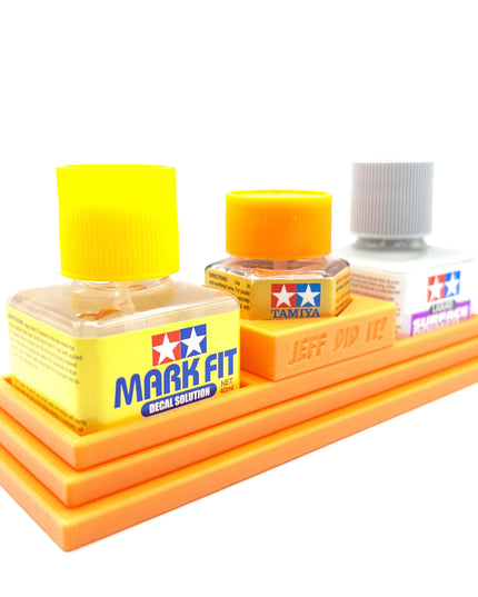Anti-Tip 3D Printed Tamiya Glue Bottle Holder Stepped Tower Double Square & 1 Hex with Rubber Feet Tamiya 87038 87012