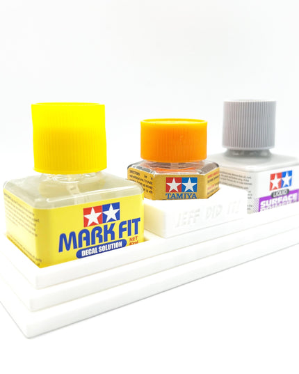 Anti-Tip 3D Printed Tamiya Glue Bottle Holder Stepped Tower Double Square & 1 Hex with Rubber Feet Tamiya 87038 87012