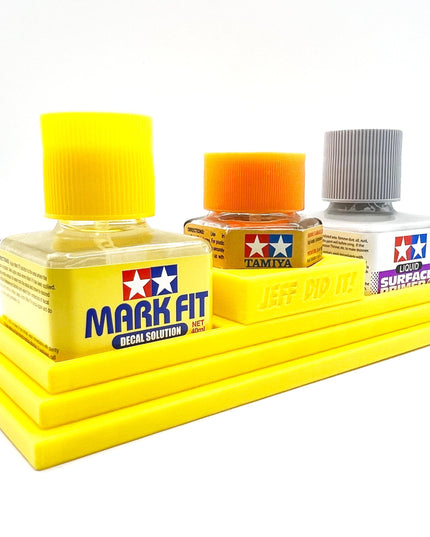 Anti-Tip 3D Printed Tamiya Glue Bottle Holder Stepped Tower Double Square & 1 Hex with Rubber Feet Tamiya 87038 87012