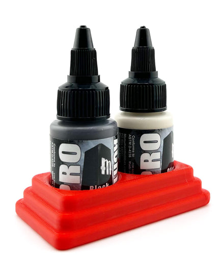 Monument Hobbies 22ml 30mm Paint Bottle Holder / Stand - Holds 2 Monument Hobbies 22ml 30mm  Bottles w/ Anti-Slip Rubber Feet - 3D Printed