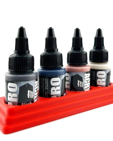 Monument Hobbies 22ml 30mm Paint Bottle Holder / Long Stand - Holds 4 Monument Hobbies 22ml 30mm  Bottles w/ Anti-Slip Rubber Feet