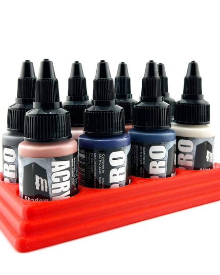 Monument Hobbies 22ml 30mm Paint Bottle Holder / Stand - Holds 8 Monument Hobbies 22ml 30mm  Bottles w/ Anti-Slip Rubber Feet - 3D Printed