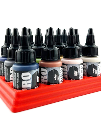 Monument Hobbies 22ml 30mm Paint Bottle Holder / Stand - Holds 12 Monument Hobbies 22ml 30mm  Bottles w/ Anti-Slip Rubber Feet - 3D Printed