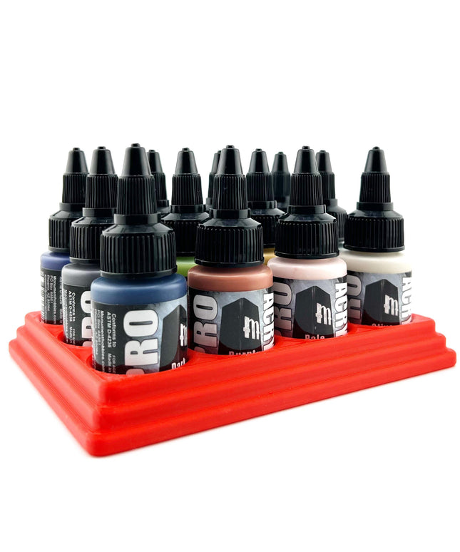 Monument Hobbies 22ml 30mm Paint Bottle Holder / Stand - Holds 12 Monument Hobbies 22ml 30mm  Bottles w/ Anti-Slip Rubber Feet - 3D Printed
