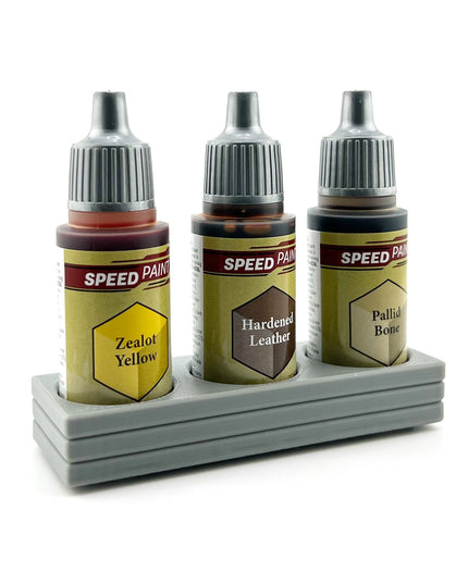 The Army Painter 17mm Paint Bottle Holder / Stand - Holds 3 The Army Painter 17mm Bottles with Anti-Slip Rubber Feet - 3D Printed